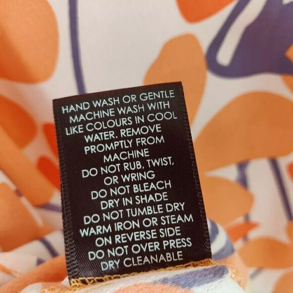 Mister Zimi Peggy Dress Size 8 Orange Floral Viscose Bell Sleeves Mod Summer - Picture 8 of 9